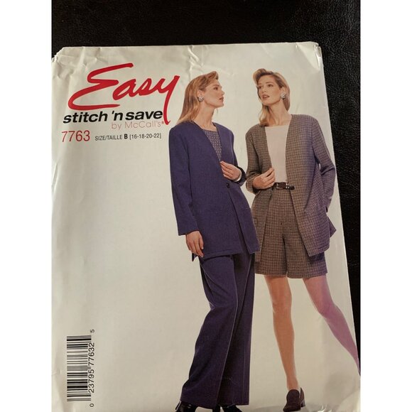 McCall's Misses Coat Shirt Pant Skirt Shorts Sewing Pattern Sz 16 - 22 7763 - Un - Picture 8 of 9